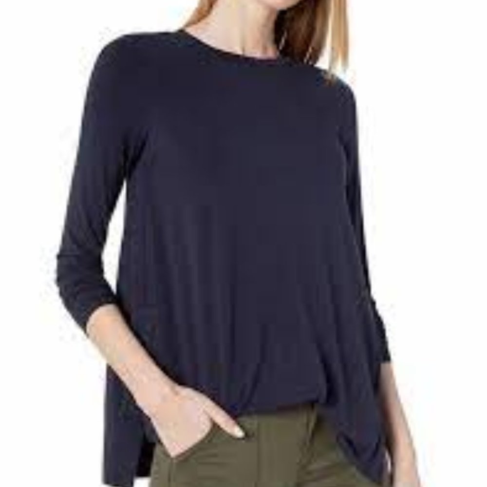 Daily Ritual Women's Cotton Modal Stretch Slub Long-Sleeve Seamed Shirt New